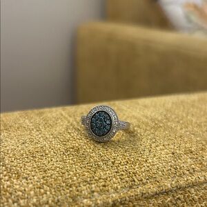 Elegant Silver and Blue Ring 925